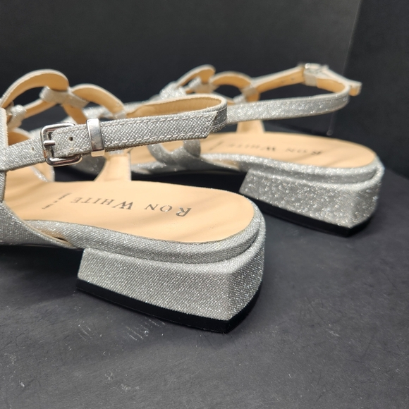 Ron White Dress Sandals 7 Silver Glitter Beverly Wedding Made Italy New $495 - Picture 10 of 15